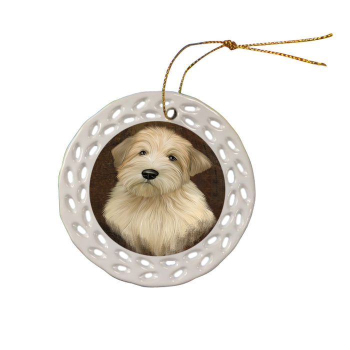 Rustic Wheaten Terrier Dog Ceramic Doily Ornament DPOR54503