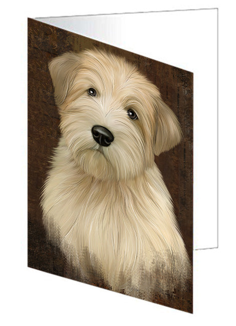 Rustic Wheaten Terrier Dog Handmade Artwork Assorted Pets Greeting Cards and Note Cards with Envelopes for All Occasions and Holiday Seasons GCD67538