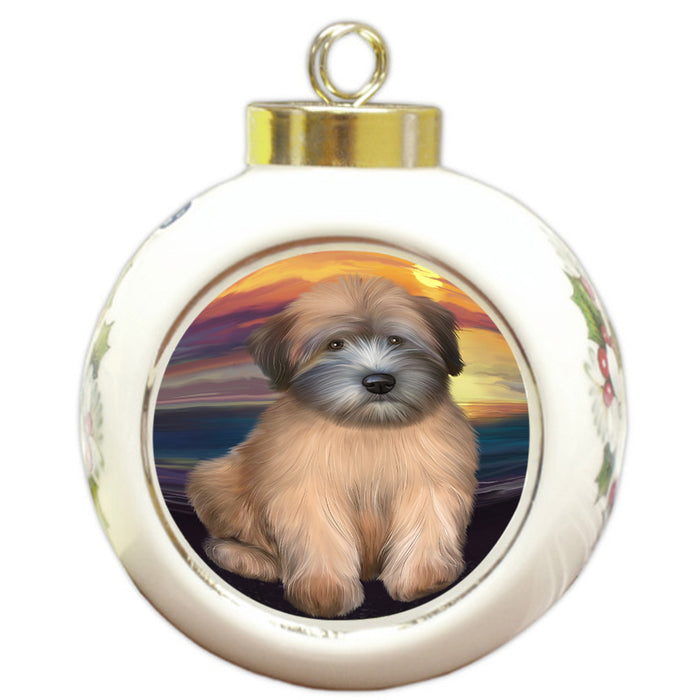 Wheaten Terrier Dog Round Ball Christmas Ornament RBPOR51796