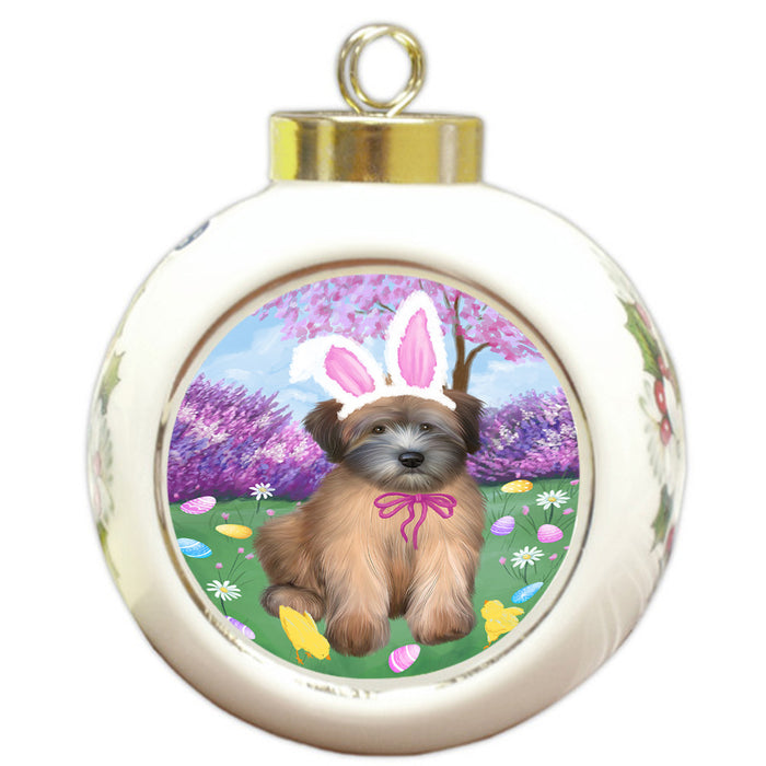 Easter Holiday Wheaten Terrier Dog Round Ball Christmas Ornament RBPOR57355