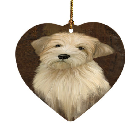 Rustic Wheaten Terrier Dog Heart Christmas Ornament HPOR54503