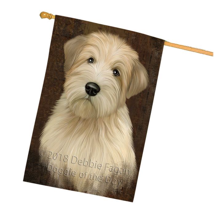 Rustic Wheaten Terrier Dog House Flag FLG54701