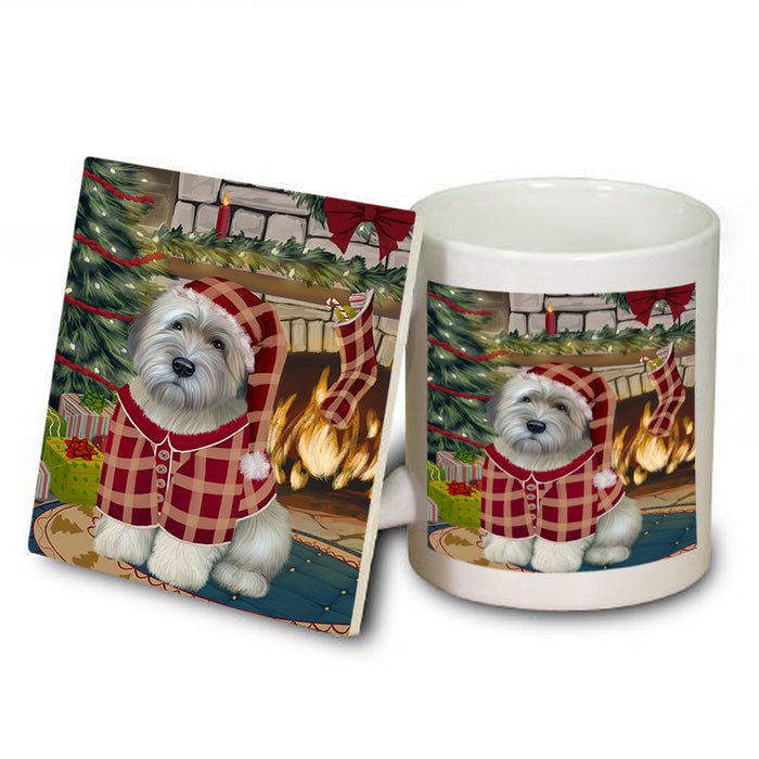 The Stocking was Hung Wheaten Terrier Dog Mug and Coaster Set MUC55653