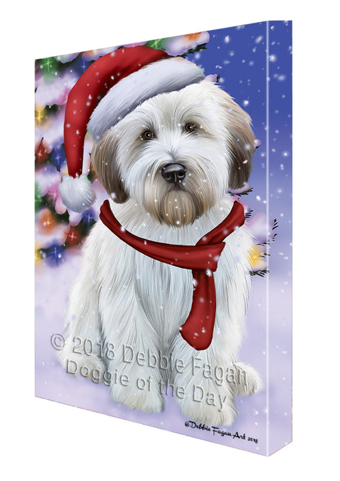 Winterland Wonderland Wheaten Terrier Dog In Christmas Holiday Scenic Background Canvas Print Wall Art Décor CVS101942