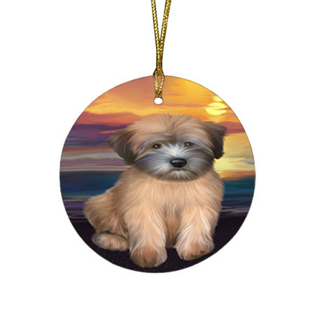 Wheaten Terrier Dog Round Flat Christmas Ornament RFPOR51787