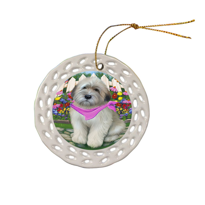 Spring Floral Wheaten Terrier Dog Ceramic Doily Ornament DPOR52285