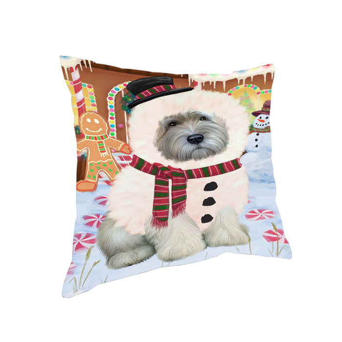 Christmas Gingerbread House Candyfest Wheaten Terrier Dog Pillow PIL80688