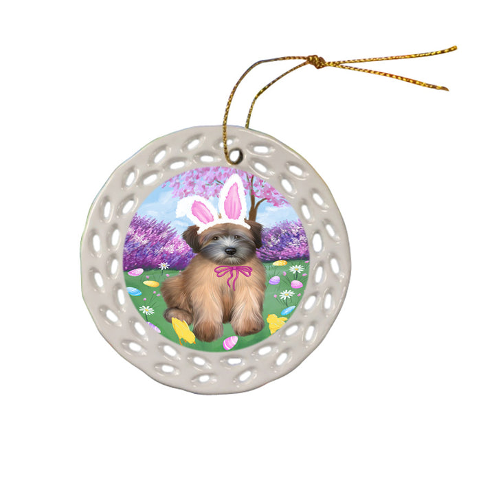 Easter Holiday Wheaten Terrier Dog Ceramic Doily Ornament DPOR57355