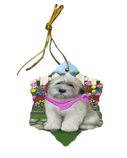 Spring Floral Wheaten Terrier Dog Star Porcelain Ornament SPOR52276