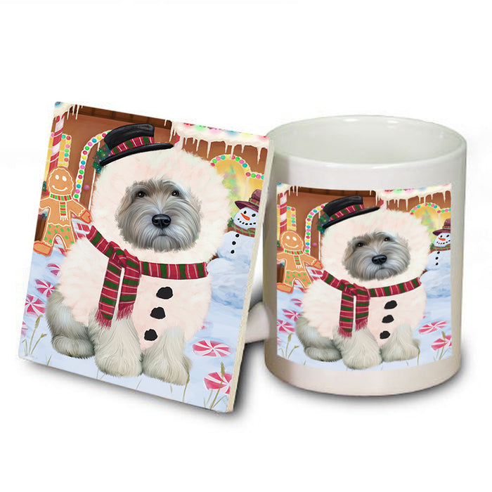Christmas Gingerbread House Candyfest Wheaten Terrier Dog Mug and Coaster Set MUC56591