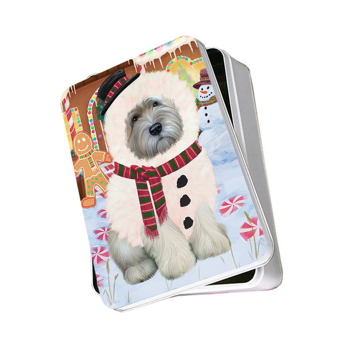 Christmas Gingerbread House Candyfest Wheaten Terrier Dog Photo Storage Tin PITN56542