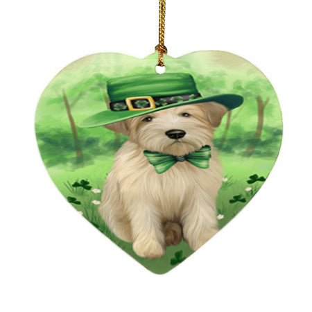 St. Patricks Day Irish Portrait Wheaten Terrier Dog Heart Christmas Ornament HPOR57998