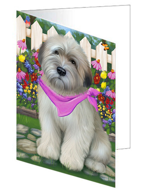 Spring Floral Wheaten Terrier Dog Handmade Artwork Assorted Pets Greeting Cards and Note Cards with Envelopes for All Occasions and Holiday Seasons GCD60884