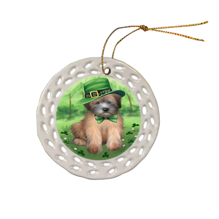 St. Patricks Day Irish Portrait Wheaten Terrier Dog Ceramic Doily Ornament DPOR57999