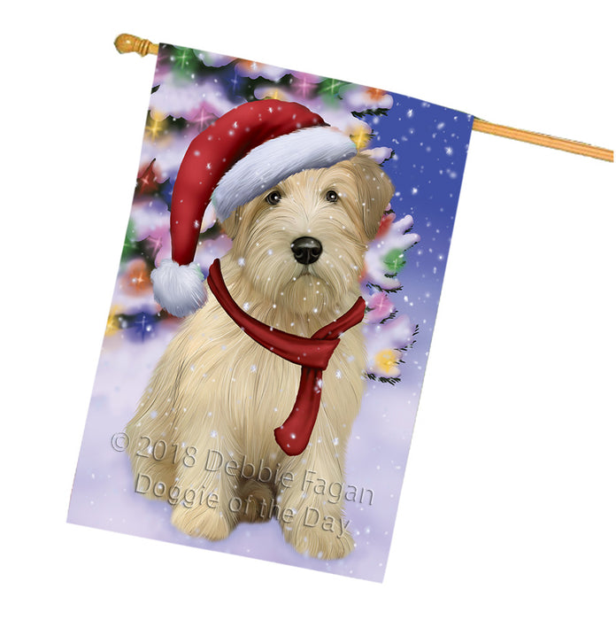 Winterland Wonderland Wheaten Terrier Dog In Christmas Holiday Scenic Background House Flag FLG53987