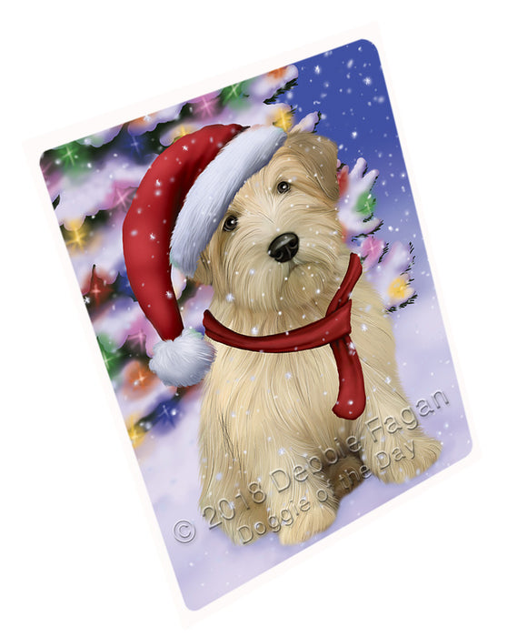 Winterland Wonderland Wheaten Terrier Dog In Christmas Holiday Scenic Background Large Refrigerator / Dishwasher Magnet RMAG83616
