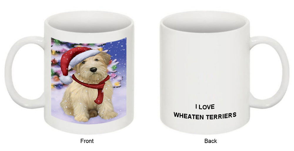 Winterland Wonderland Wheaten Terrier Dog In Christmas Holiday Scenic Background Coffee Mug MUG49187