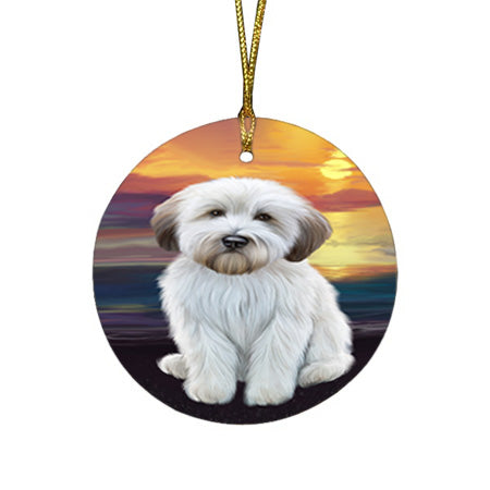 Wheaten Terrier Dog Round Flat Christmas Ornament RFPOR51788