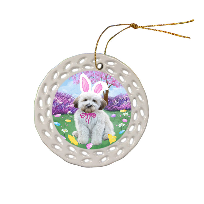 Easter Holiday Wheaten Terrier Dog Ceramic Doily Ornament DPOR57356