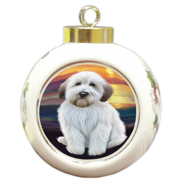 Wheaten Terrier Dog Round Ball Christmas Ornament RBPOR51797