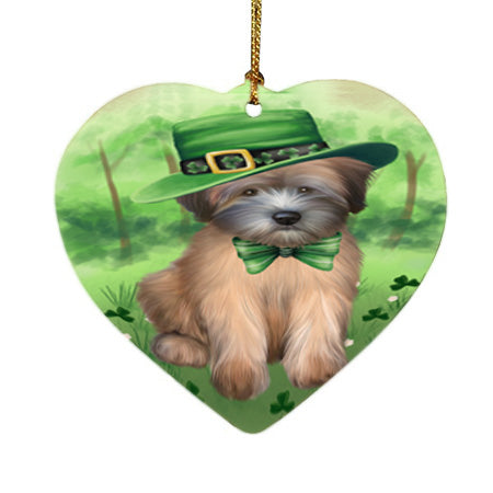 St. Patricks Day Irish Portrait Wheaten Terrier Dog Heart Christmas Ornament HPOR57999