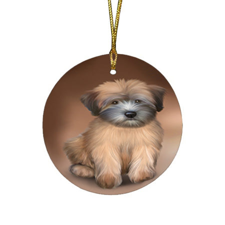 Wheaten Terrier Dog Round Flat Christmas Ornament RFPOR51789
