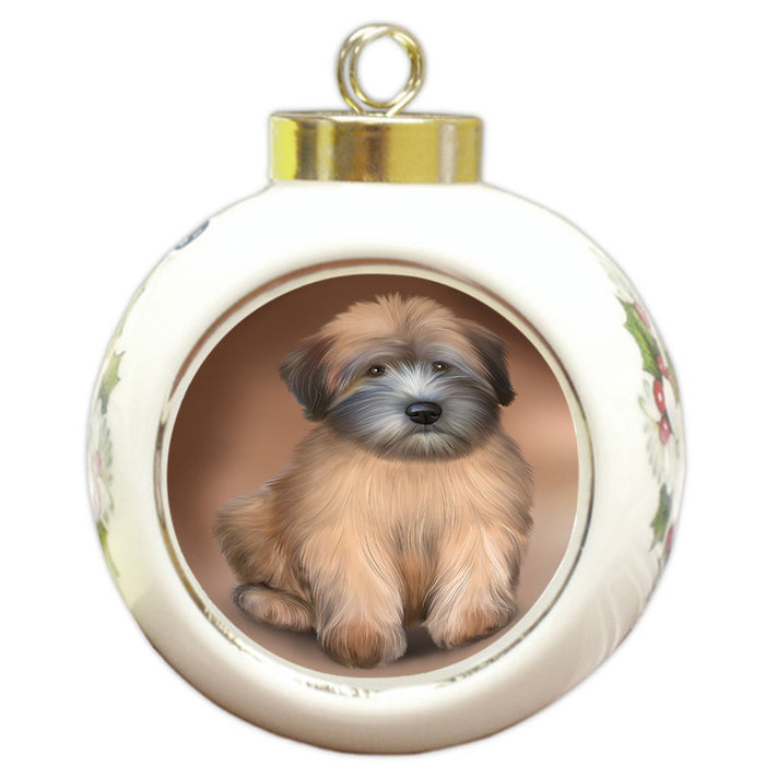Wheaten Terrier Dog Round Ball Christmas Ornament RBPOR51798