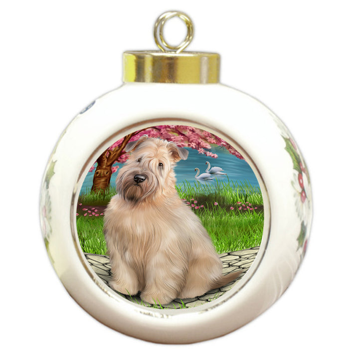 Wheaten Terrier Dog Round Ball Christmas Ornament RBPOR51799