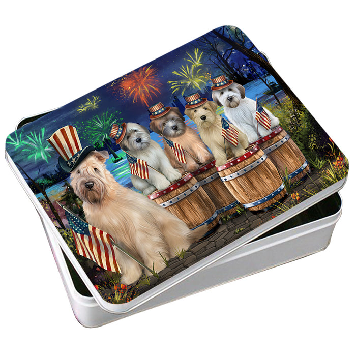 4th of July Independence Day Fireworks Wheaten Terriers at the Lake Photo Storage Tin PITN51060