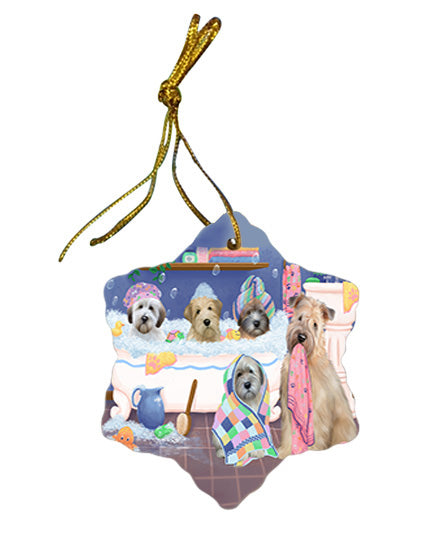 Rub A Dub Dogs In A Tub Wheaten Terriers Dog Star Porcelain Ornament SPOR57191