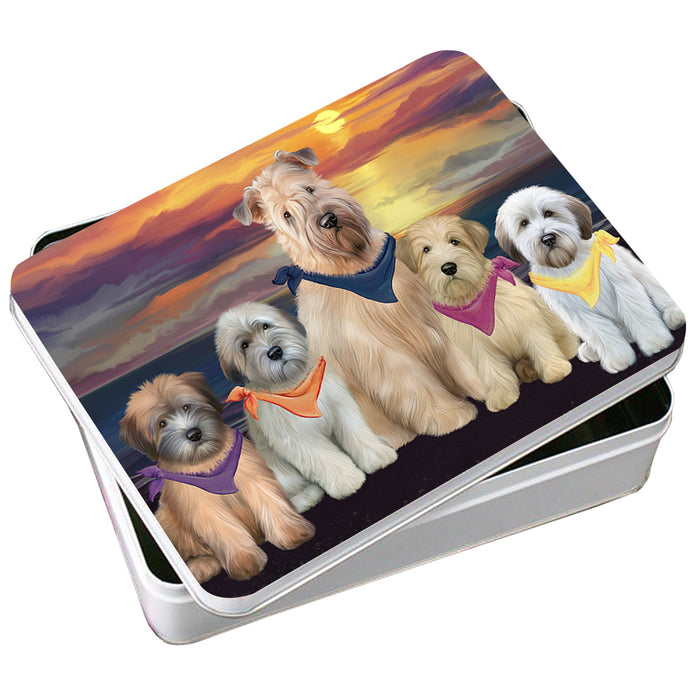 Family Sunset Portrait Wheaten Terriers Dog Photo Storage Tin PITN52495