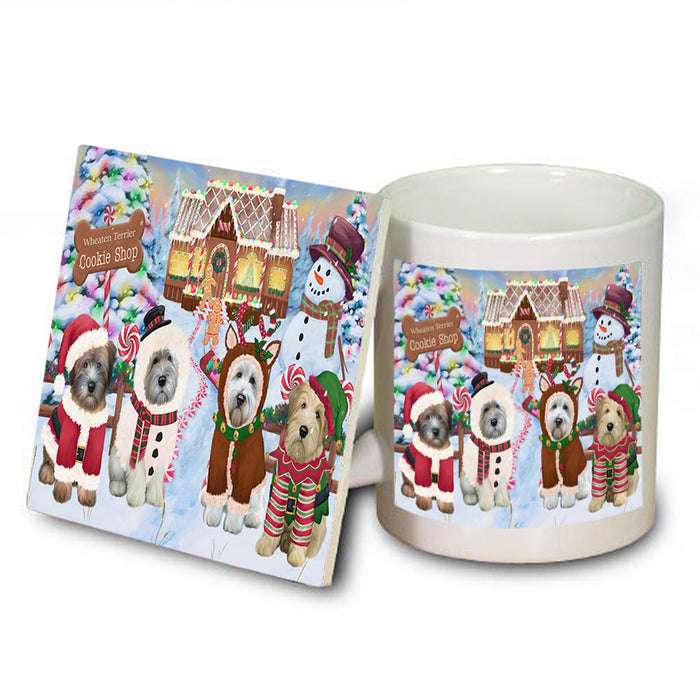 Holiday Gingerbread Cookie Shop Wheaten Terriers Dog Mug and Coaster Set MUC56624
