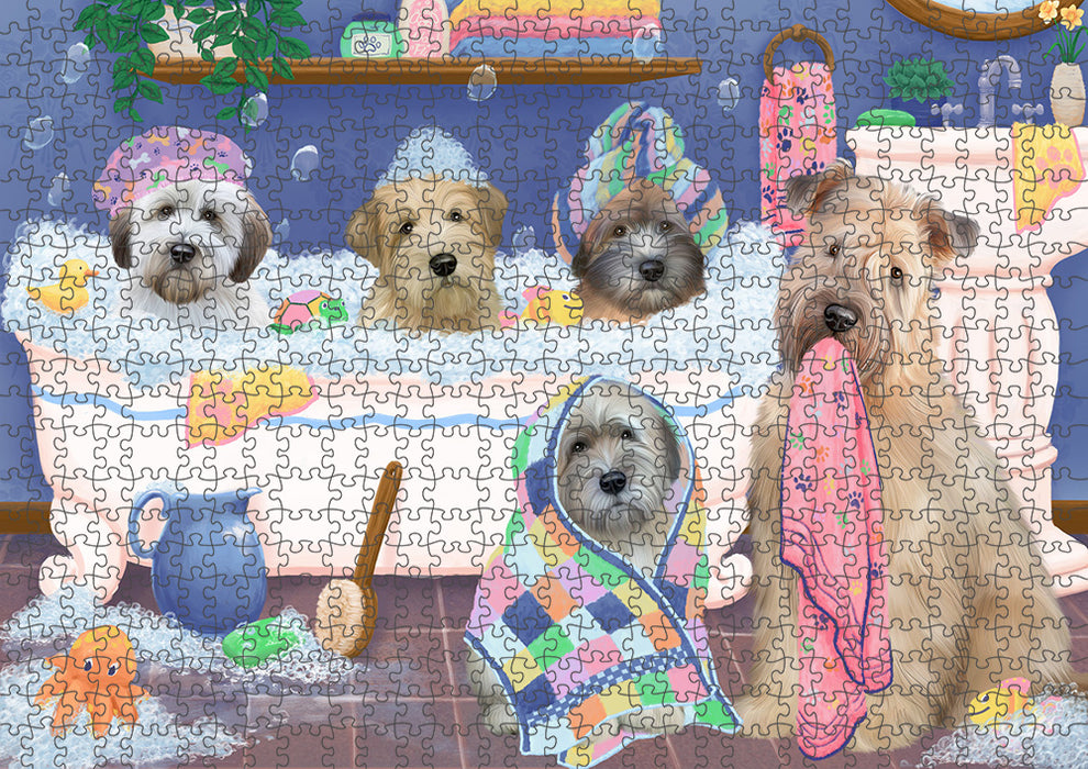 Rub A Dub Dogs In A Tub Wheaten Terriers Dog Puzzle with Photo Tin PUZL95540