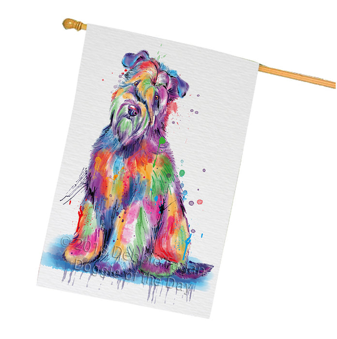 Watercolor Wheaten Terrier Dog House Flag FLG65236