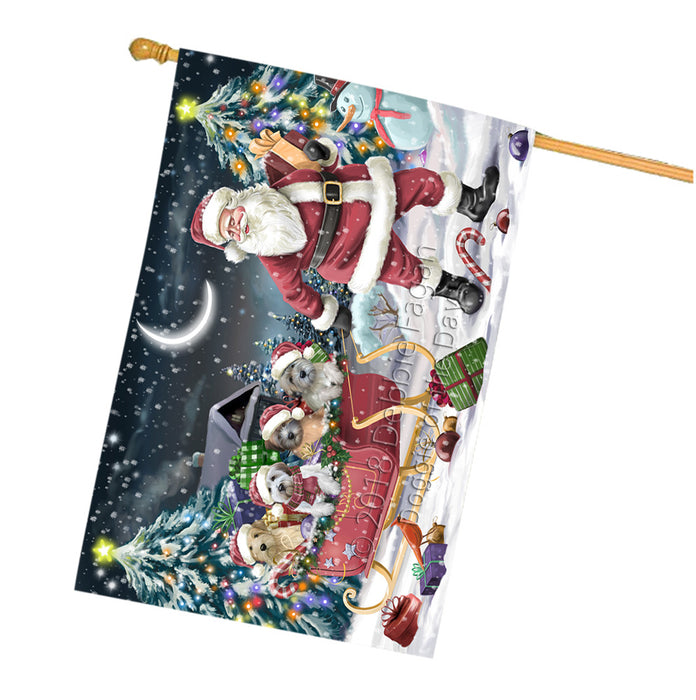 Santa Sled Dogs Christmas Happy Holidays Wheaten Terriers Dog House Flag FLG51860