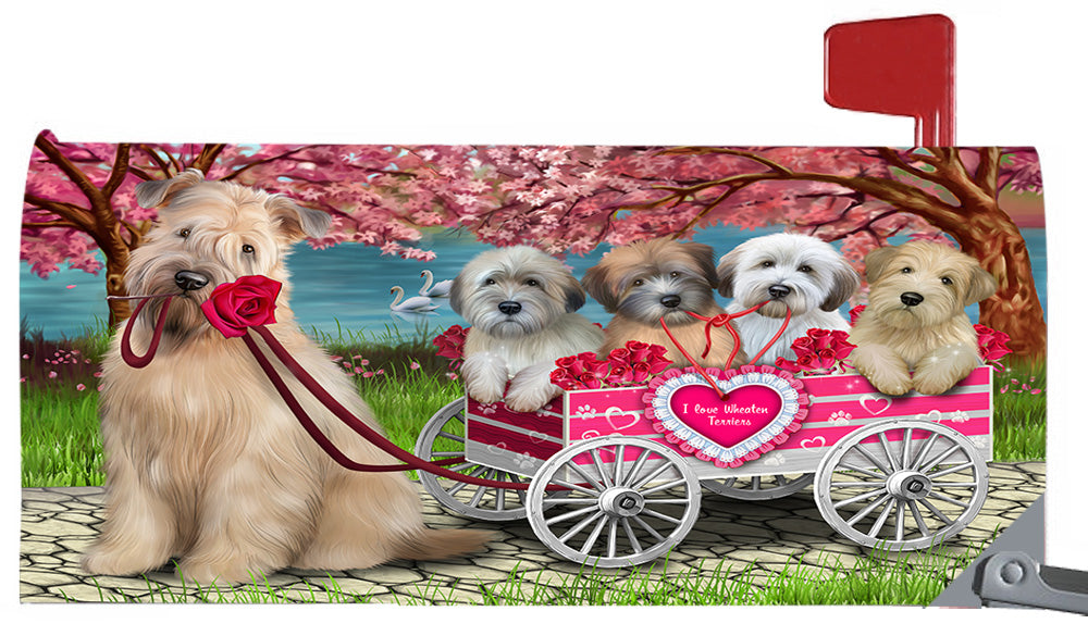 I Love Wheaten Terrier Dogs in a Cart Magnetic Mailbox Cover MBC48600