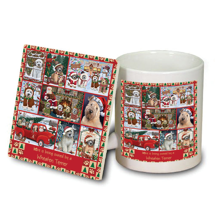 Love is Being Owned Christmas Wheaten Terrier Dogs Mug and Coaster Set MUC57259