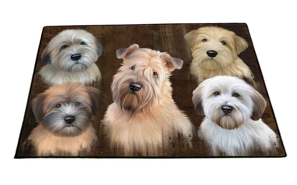 Rustic 5 Wheaten Terrier Dog Floormat FLMS54490
