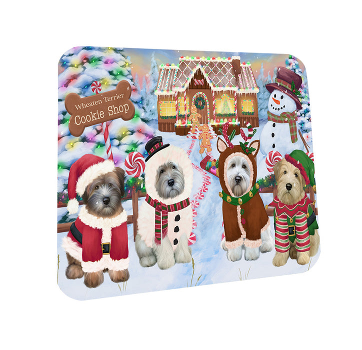 Holiday Gingerbread Cookie Shop Wheaten Terriers Dog Coasters Set of 4 CST56590