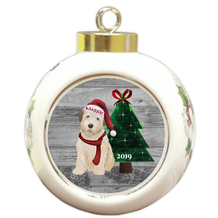 Custom Personalized Wheaten Terrier Dog Glassy Classy Christmas Round Ball Ornament