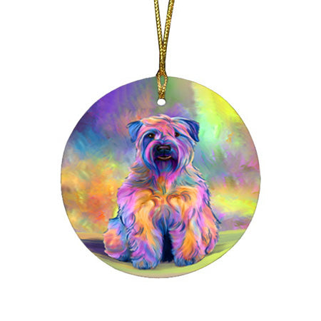 Paradise Wave Wheaten Terrier Dog Round Flat Christmas Ornament RFPOR57101