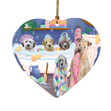 Rub A Dub Dogs In A Tub Wheaten Terriers Dog Heart Christmas Ornament HPOR57191
