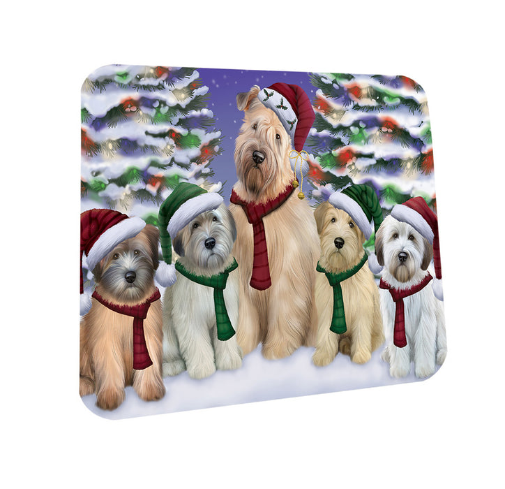 Wheaten Terriers Dog Christmas Family Portrait in Holiday Scenic Background  Coasters Set of 4 CST52681