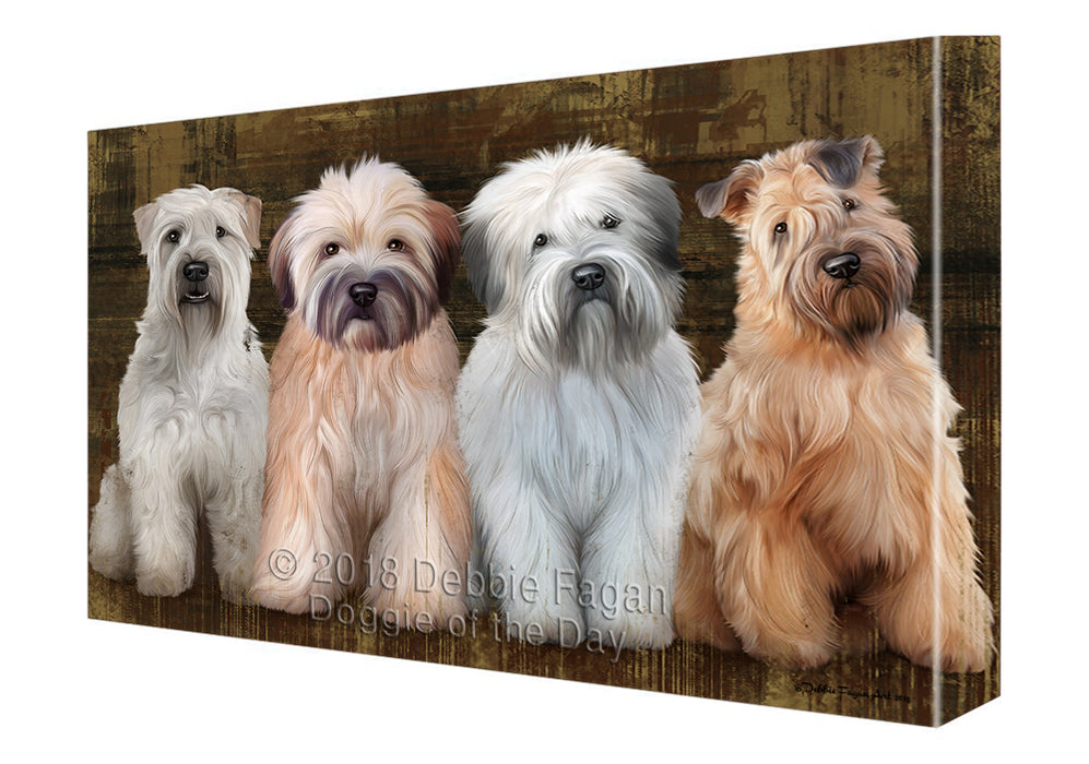 Rustic 4 Wheaten Terriers Dog Canvas Wall Art CVS61824
