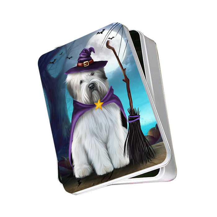 Happy Halloween Trick or Treat Wheaten Terrier Dog Witch Photo Storage Tin PITN52572