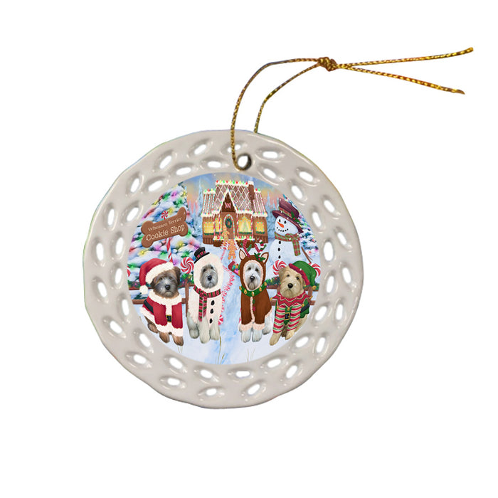 Holiday Gingerbread Cookie Shop Wheaten Terriers Dog Ceramic Doily Ornament DPOR56988