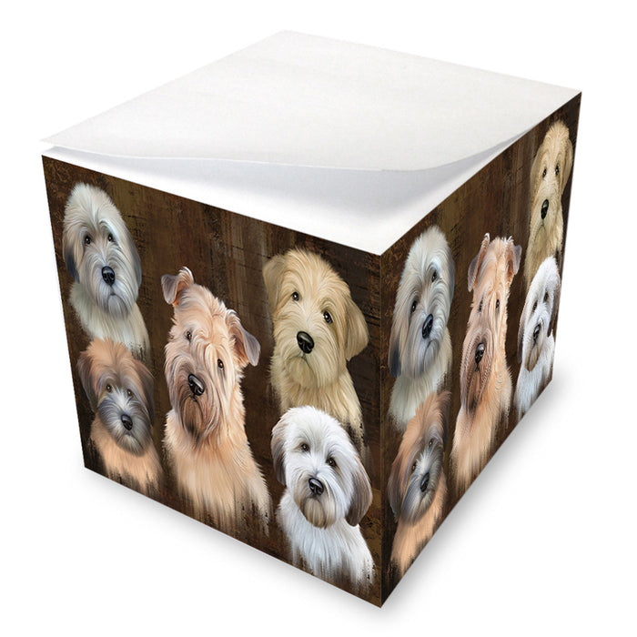 Rustic 5 Wheaten Terrier Dog Note Cube NOC55798