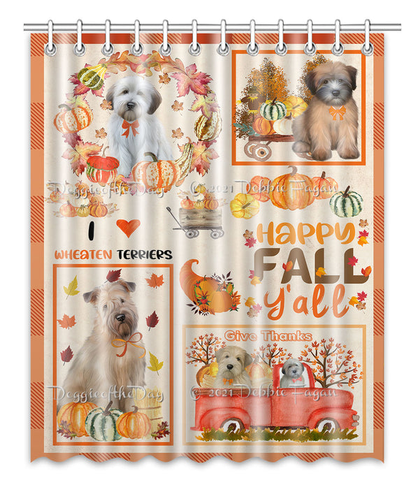 Happy Fall Y'all Pumpkin Wheaten Terrier Dogs Shower Curtain Bathroom Accessories Decor Bath Tub Screens
