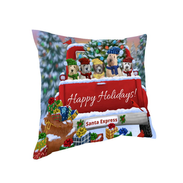 Christmas Red Truck Travlin Home for the Holidays Wheaten Terrier Dogs Pillow with Top Quality High-Resolution Images - Ultra Soft Pet Pillows for Sleeping - Reversible & Comfort - Ideal Gift for Dog Lover - Cushion for Sofa Couch Bed - 100% Polyester