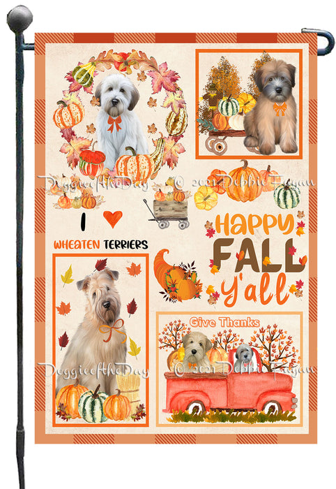 Happy Fall Y'all Pumpkin Wheaten Terrier Dogs Garden Flags- Outdoor Double Sided Garden Yard Porch Lawn Spring Decorative Vertical Home Flags 12 1/2"w x 18"h